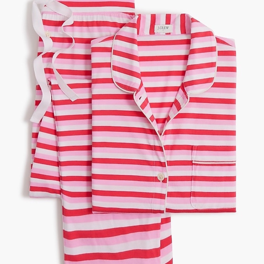 J. Crew Red, Pink and White Striped Pajama Set